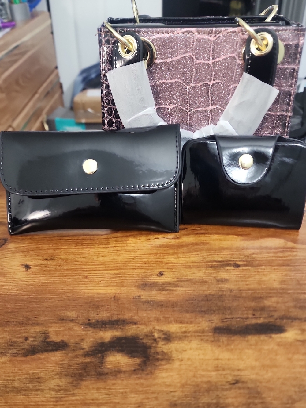 Style Type purple/3pcs Purple Luxury Crocodile Embossed Tote Bag, Luxury Elegant